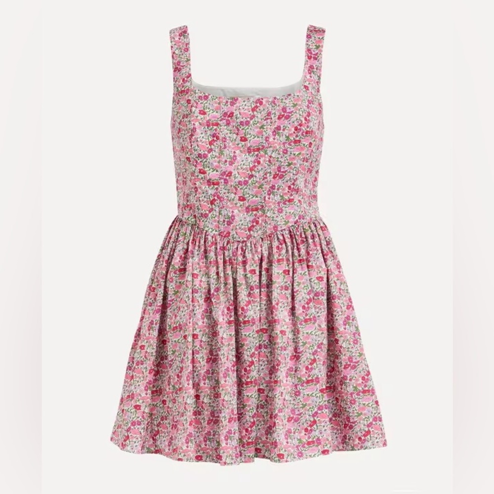 LoveShackFancy Liberty Fabrics Pink Floral Zane Corset Mini Dress